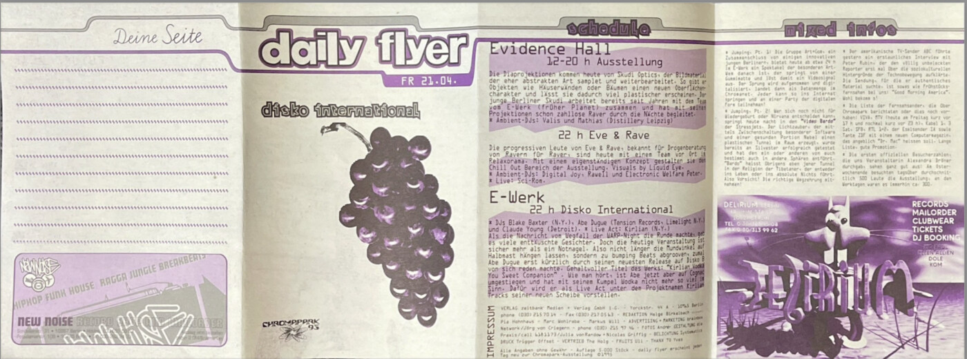 Daily Flyer Chromapark 95 front cover, 13 April 1995.