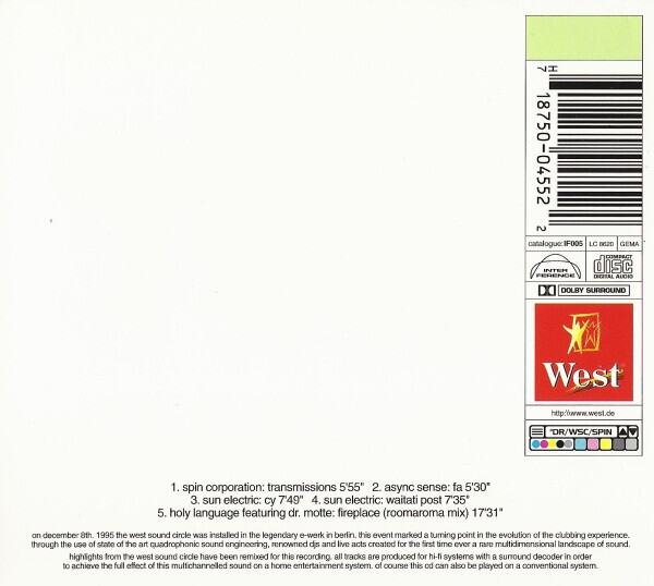 Back cover linking sound experiment, branding, and venue identity.