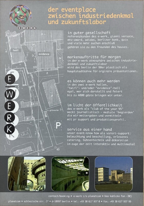 Second Two Spaces - One mind flyer page from the E-Werk and Chromapark archive record.